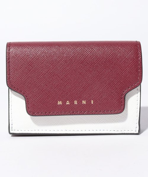 MARNI(マルニ)/【MARNI】マル二 三つ折り財布 PFMOW02U25 LV520 TRIFOLD YEN WALLET/ワインレッドホワイト