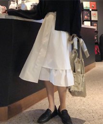 aimoha(aimoha（アイモハ）)/韓国風不規則ハイウェストAラインスカート/ホワイト