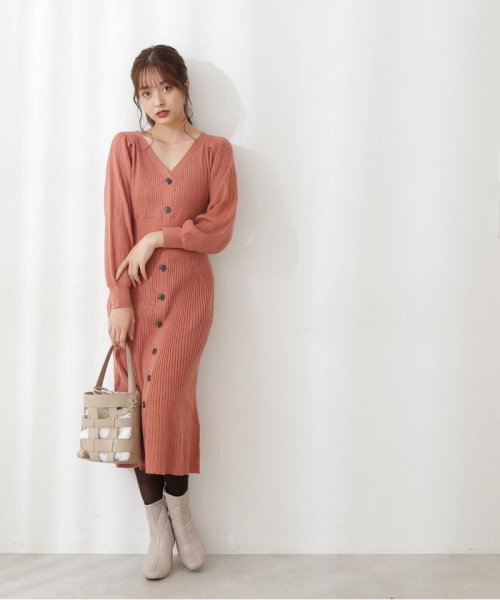 セール フロント釦ニットワンピース Web限定カラー グリーン プロポーション ボディドレッシング Proportion Body Dressing Magaseek