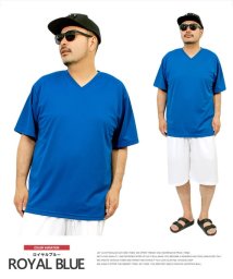 one colors(ワンカラーズ)/Tシャツ メンズ 大きいサイズ 半袖 吸汗速乾 ドライ メッシュ UVカット 無地 Vネック カットソー おおきいサイズ スポーツ 白 サマー 半袖Tシャツ 吸/ブルー