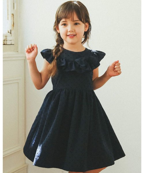 日本製 レトロ フロッキー ドット プリント フリル リボン ワンピース 10 ベベ Bebe Magaseek