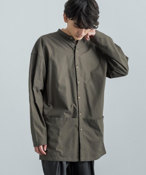 ロッキーモンロー Rocky Monroe バンドカラーシャツ ガーデニングシャツ シャツコート ジャケット メンズ レディース コットンツイル ノーカラー スタンドカラー 綿 ライトアウター 羽織り ビ Magaseek