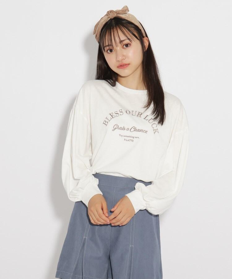 セール ニコラ掲載商品 ボリュームスリーブ刺しゅうロンt ピンク ラテ Pink Latte Magaseek