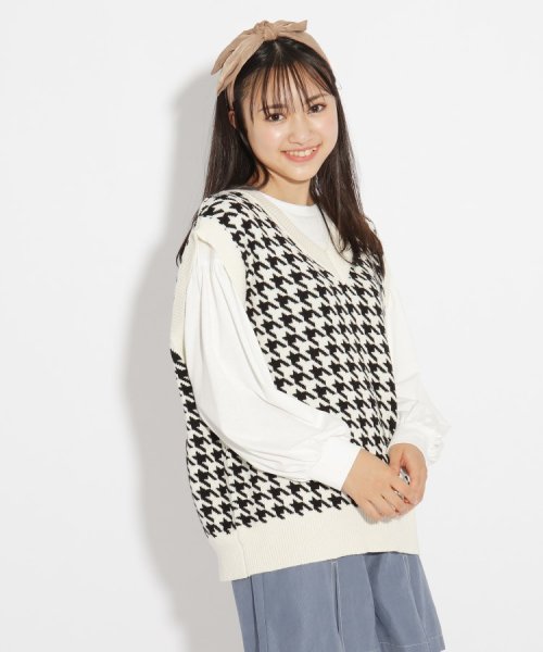 セール リピ 人気商品再入荷 Web限定カラー 洗える 柄ニットベスト ピンク ラテ Pink Latte Magaseek