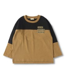 BRANSHES(ブランシェス)/【素材切り替え】長袖Tシャツ/キャメル