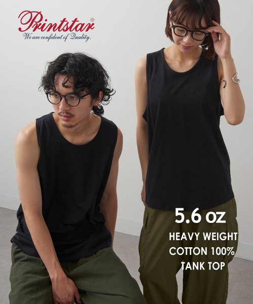 セール】【Printstar】5.6oz トップス タンクトップ ノースリーブ 無地 
