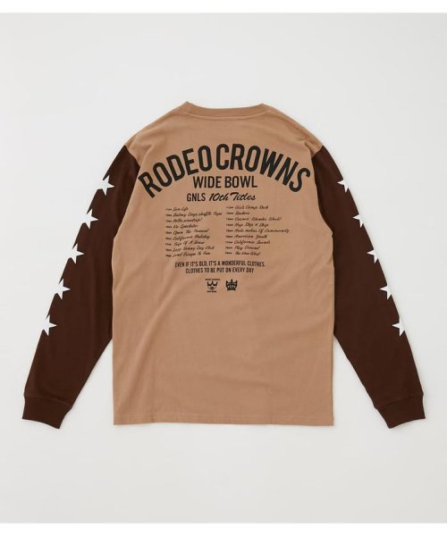RODEO CROWNS WIDE BOWL(ロデオクラウンズワイドボウル)/メンズ10th STARS L／S Tシャツ/BEG