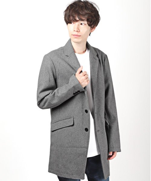 セール ウール混チェスターコート チェスターコート メンズ コート ロング丈 ウール 無地 ラグスタイル Luxstyle Magaseek