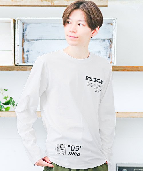 セール ロゴプリントクルーネックロンt ロンt メンズ 長袖tシャツ ロゴ プリント クルーネック ラグスタイル Luxstyle Magaseek