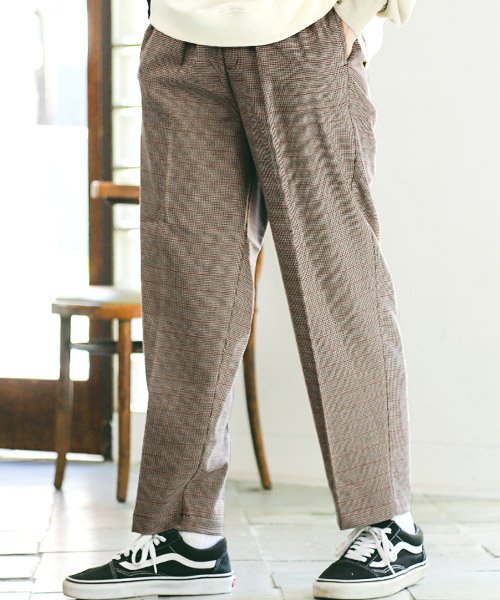 セール T Rワイドテーパードパンツ テーパードパンツ メンズ ワイドパンツ Tr スーツ地 チェック柄 ラグスタイル Luxstyle Magaseek