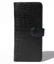 gino marina　luxe(ジーノマリーナリュクス)/クロコダイル本革カード収納付きスマホケース/ブラック