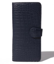 gino marina　luxe(ジーノマリーナリュクス)/クロコダイル本革カード収納付きスマホケース/ネイビー