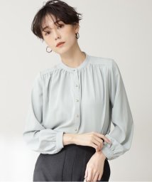 N Natural Beauty Basic(エヌナチュラルビューティベーシック)/ゴールドボタンスタンドカラーブラウス/ミントグリーン