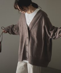 Fashion Letter(ファッションレター)/ゆったりとした絶妙なルーズさ。カーディガン ニット Vネック 長袖 レディース オーバーサイズ オーバーカーデ ビッグシルエット 大きめ 長め プルオーバー チ/ライトブラウン