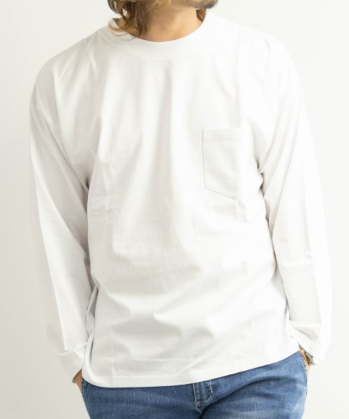 Nylaus(ナイラス)/ヘビーウエイト ポケット付き ビッグロングTシャツ/ホワイト