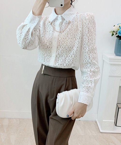 セール レース 花柄 ブラウス 韓国 レディース アイモン Aimoon Magaseek