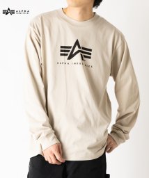 ALPHA INDUSTRIES(アルファインダストリーズ)/【ALPHA】　アルファ　FLYING A－MARK プリント　長袖Tシャツ/カモグリーン