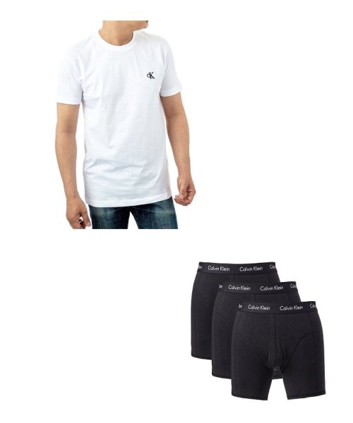 Calvin Klein(カルバンクライン)/【メンズ】Calvin Klein T－SHIRT/ボクサーパンツ セットA/ホワイト×ブラック