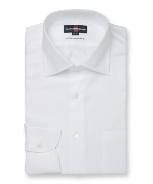 TAKA-Q(タカキュー)/超長綿120双糸 スタンダードフィット ワイドカラー長袖シャツ/ホワイト
