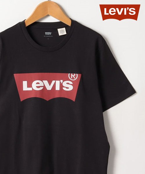 marukawa shonan(marukawa shonan)/【Levi's/リーバイス】 バットウイング ロゴ 半袖Tシャツ メンズ レディース /17783 アメカジ ワーク シンプル バットウイング ユニセックス/ブラック