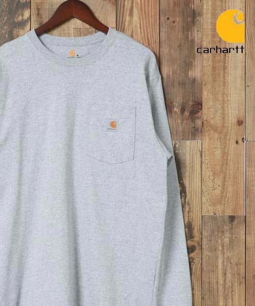 marukawa shonan(marukawa shonan)/【Carhartt/カーハート】USサイズ 無地 ポケット付き ピスネーム 長袖Tシャツ/ビッグシルエット オーバーサイズ ユニセックス/ミディアムグレー