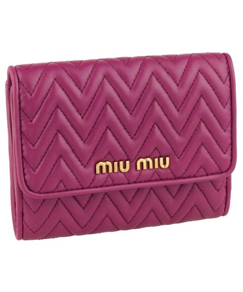 MIUMIU(ミュウミュウ)/【MiuMiu(ミュウミュウ)】MiuMiu ミュウミュウ MATELASSE 二つ折り財布/ダークピンク