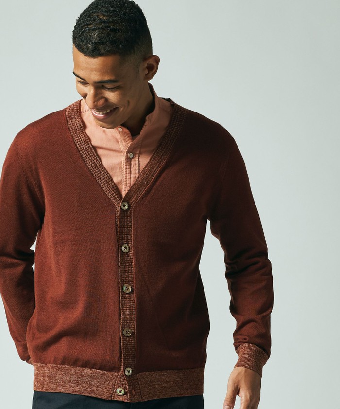 Australian Merino Wool】Vネックカーディガン(504310327 Australian Merino Wool】Vネックカーディガン(504310327