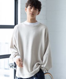 coen(coen)/ビッグシルエットガンジークルーネックニット/OFFWHITE