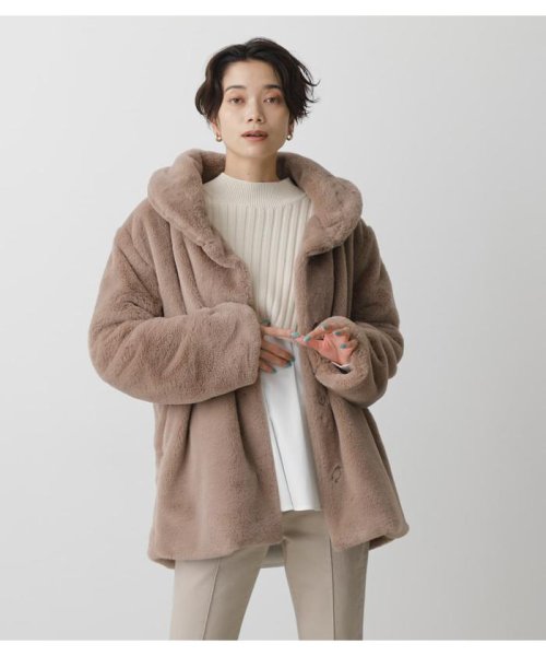 AZUL by moussy(アズールバイマウジー)/FLUFFY SHAWL COLLAR COAT/BEG