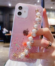 Lace Ladies(レースレディース)/パール ビジュー チェーンベルト付き iphone ケース /ピンク