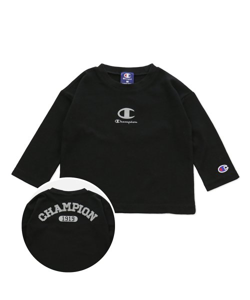 CHAMPION(チャンピオン)/チャンピオンロゴ長袖Tシャツ/ブラック