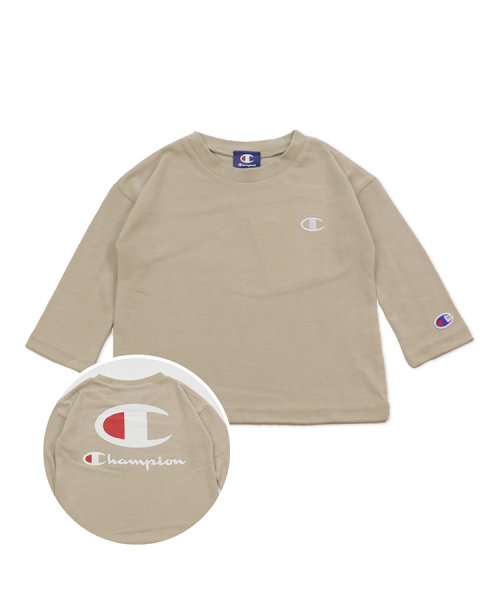 CHAMPION(チャンピオン)/チャンピオンロゴ長袖Tシャツ/ベージュ系1