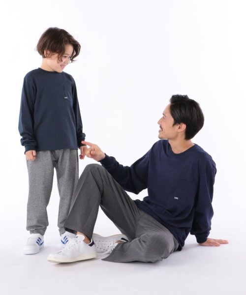 SHIPS KIDS(シップスキッズ)/*SHIPS KIDS:100～160cm / ＜家族おそろい＞SHIPS マイクロロゴ ロングスリーブ TEE/ネイビー