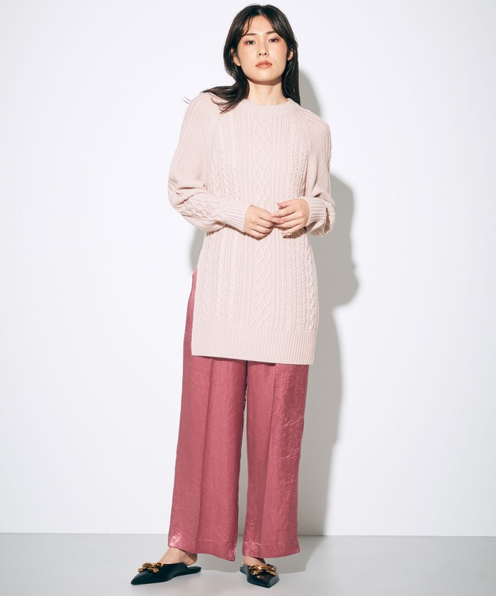 GRACECONTINENTAL サテンタックワイドパンツ ピンク 36