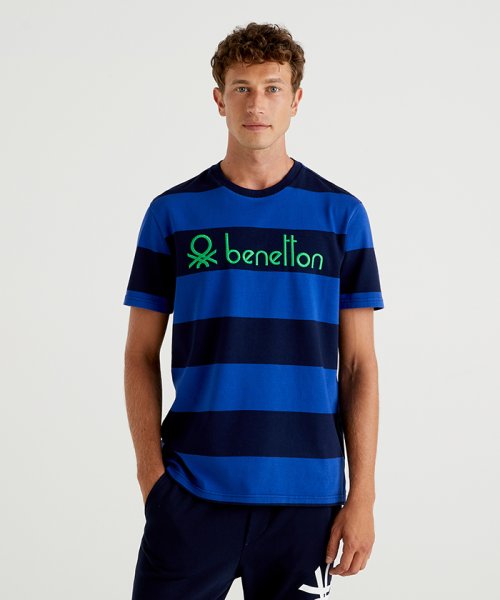 BENETTON (mens)(ベネトン（メンズ）)/ボーダーロゴ半袖Tシャツ・カットソー/ブルー
