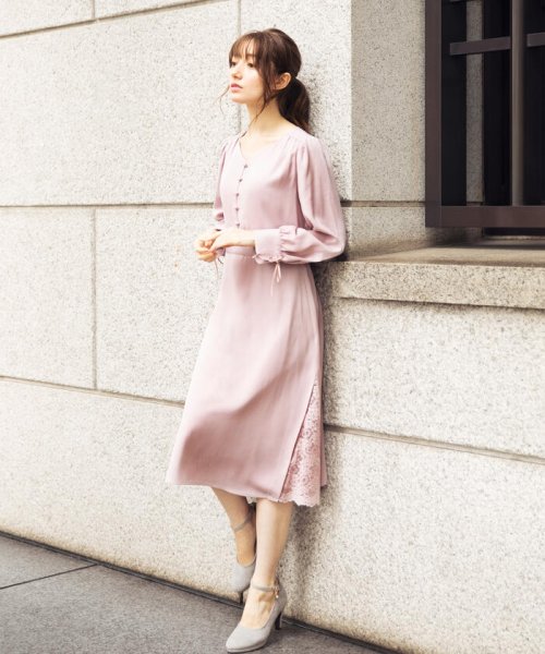 セール 脇レース袖リボンワンピース ミッシュマッシュ Misch Masch Magaseek