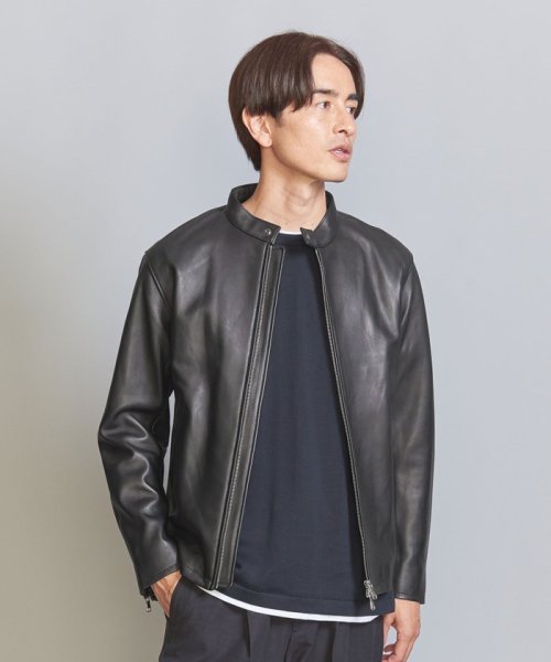 BEAUTY&YOUTH UNITED ARROWS(ビューティーアンドユース　ユナイテッドアローズ)/BY シープレザー シングル ライダースジャケット/BLACK