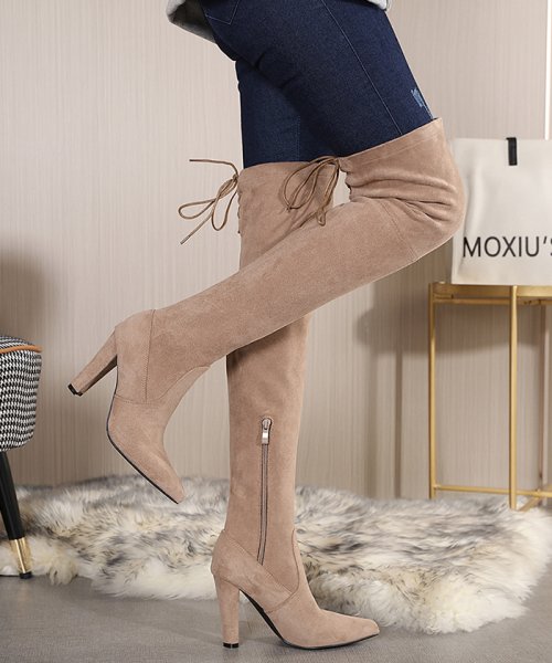 セール レースアップ ニーハイブーツ ニーハイ ソックスブーツ ブーツ ロングブーツ シューズ 靴 ポインテッドトゥ 韓国 ファッション レースアップストレッチニー フューティアランド Futier Land Magaseek