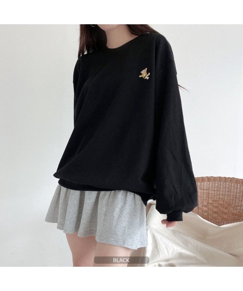 セール ワンフォークロージング 1111clothing クマ 刺繍 ロンt メンズ 長袖tシャツ レディース クマ ワンポイント刺繍 プルオーバー トップス 長袖 カットソー 薄手 トロミ素材 スウェット 低身長 Magaseek