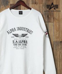 marukawa shonan(marukawa shonan)/【ALPHA/アルファ】ヘリンボーンTシャツ /TC1491 アメカジ ミリタリー ワーク ロンＴ ユニセックス ヘリンボーン 長袖 /ホワイト