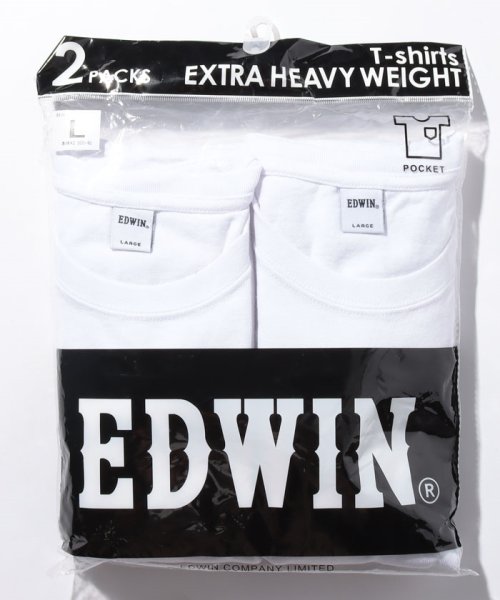 EDWIN(EDWIN)/【ＥＤＷＩＮ】【別注】 エドウィン パックＴシャツ 半袖 Ｔシャツ 2枚組み クルーネック ポケット付き/ホワイト