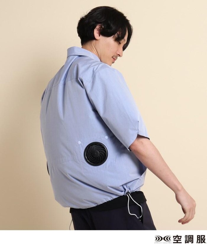 タケオキクチ 空調服(TM)半袖ボタンダウンシャツ ファン付きウェア メンズ ブルー（092） 03（L） 【TAKEO KIKUCHI】