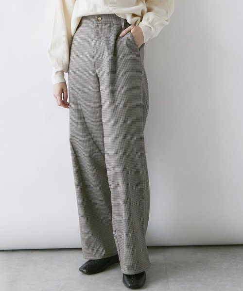 セール 21新作商品 Set Up対応 ハウンドトゥースチェック柄ワイドパンツ リジュール Rejoule Magaseek