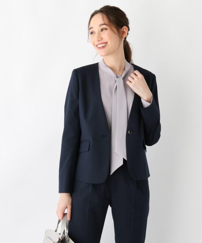 人気色 レディース ネイビー 093 インデックス Index So7kb Delegant起毛ツイルノーカラージャケット 42 Ll 売り出し大特価 Ventures Com My