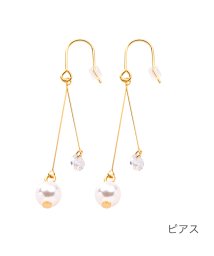 cream dot/ビジュー×パールのスイングバーピアス/イヤリング/504324582