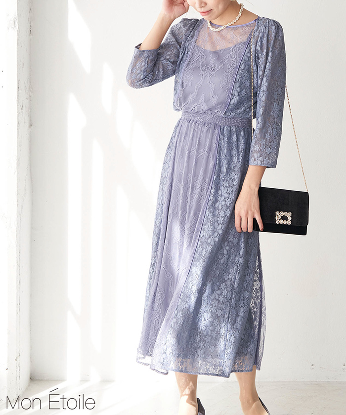 ガンオイル】 Mon E'toile レースコンビDRESS 7lpW1-m59897267604 ...
