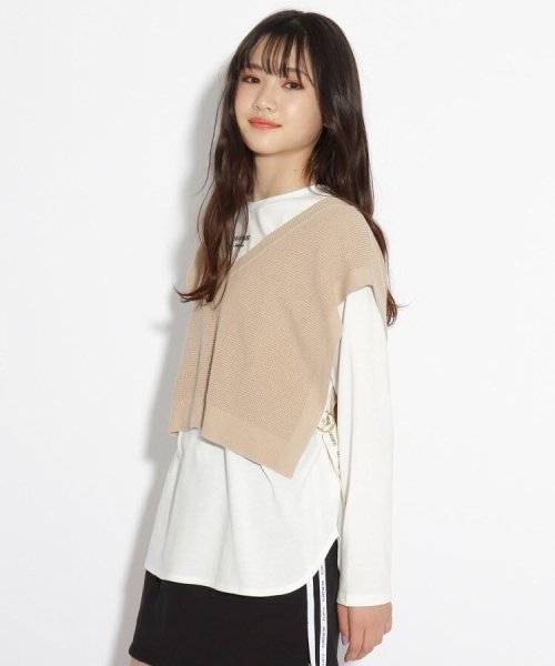 Web限定カラーあり 洗える ニットベスト ロンtセット ピンク ラテ Pink Latte Magaseek