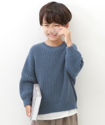 devirock(デビロック)/洗える ビッグシルエット ローゲージニット 子供服 キッズ 男の子 女の子 トップス ニット セーター ニットプルオーバー /ブルー