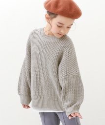 devirock(デビロック)/洗える ビッグシルエット ローゲージニット 子供服 キッズ 男の子 女の子 トップス ニット セーター ニットプルオーバー /グレージュ