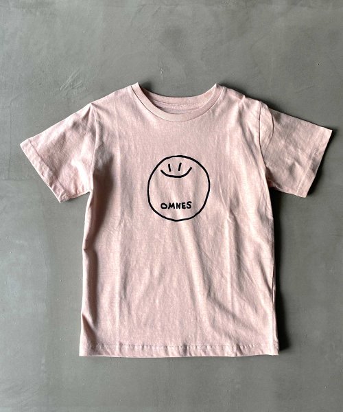 OMNES(オムネス)/【OMNES】キッズ 綿麻カットプリント半袖Tシャツ/ピンク